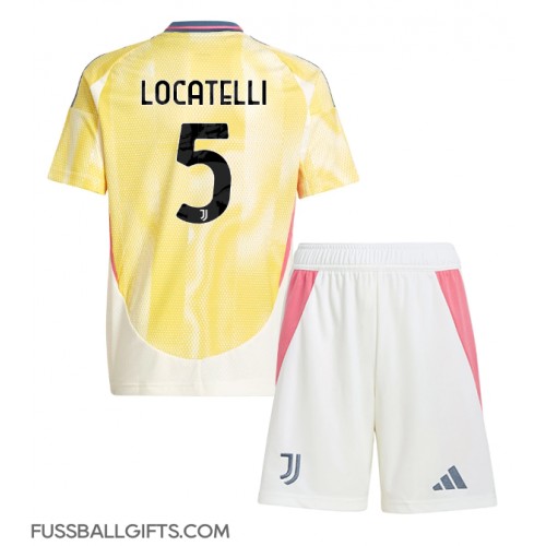 Juventus Manuel Locatelli #5 Fußballbekleidung Auswärtstrikot Kinder 2024-25 Kurzarm (+ kurze hosen)